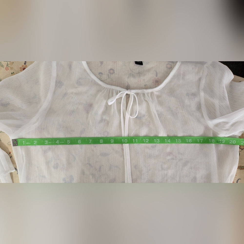 Ladies AB Studio White Sheer Top Sz Large Euc - Picture 6 of 8